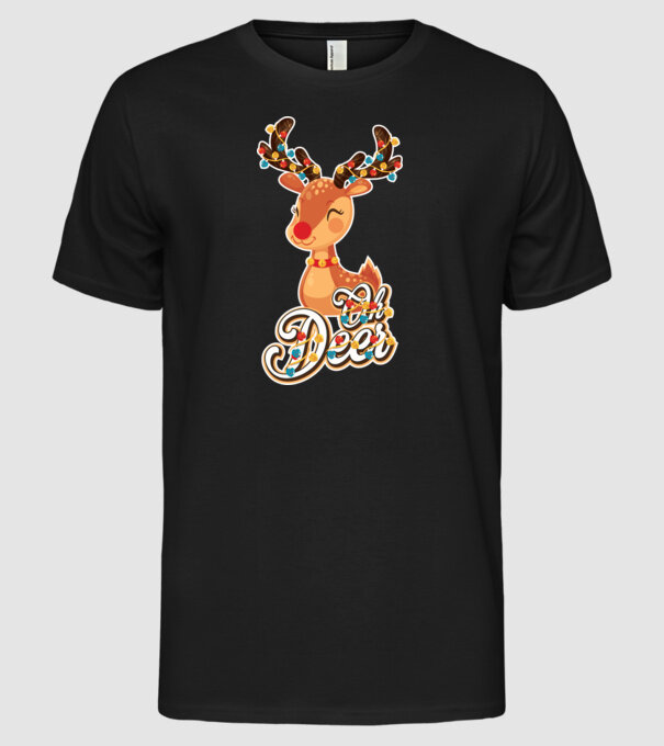 Oh deer model negru pe tricou