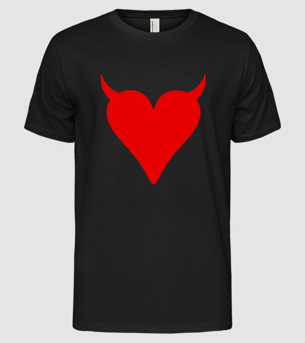 Inimă de diavol model negru pe tricou