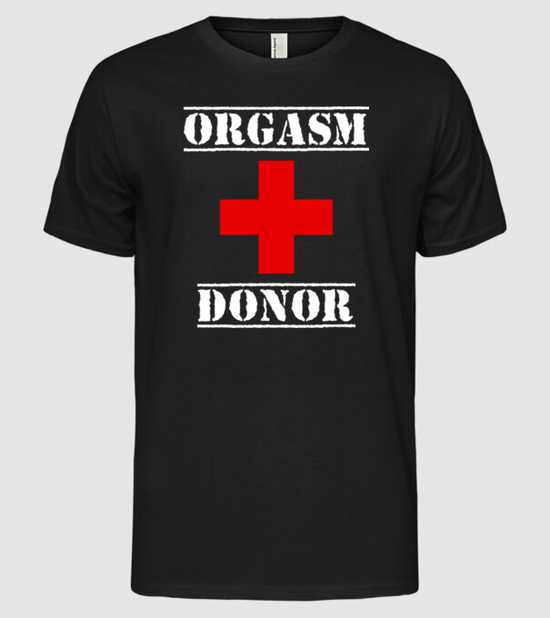 Orgasm Donor model negru pe tricou