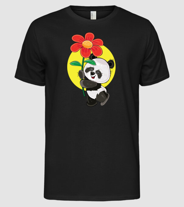 Dragoste panda model negru pe tricou