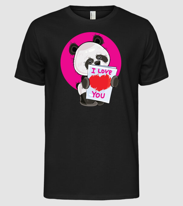 dragoste panda model negru pe tricou