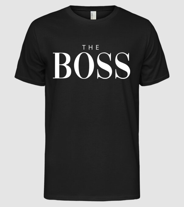 Motiv cuplu The Boss model negru pe tricou