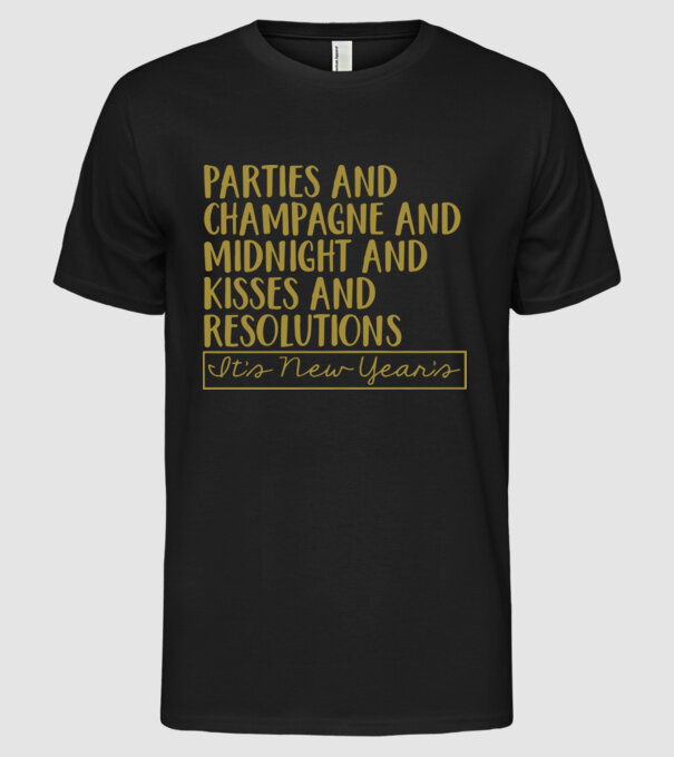 Parties champagne model negru pe tricou