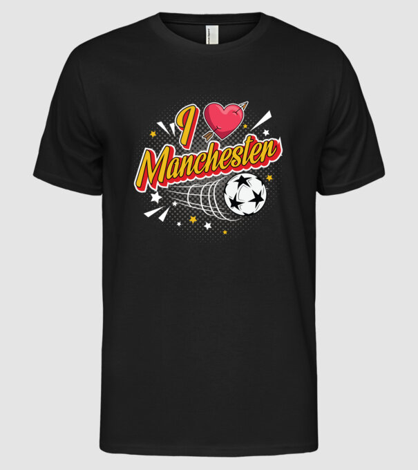 Popart Manchester model negru pe tricou