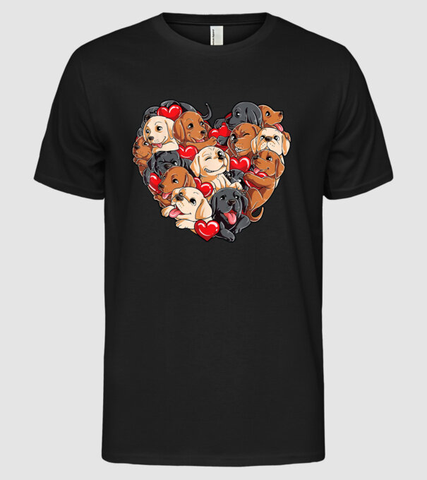 Puppy Heart model negru pe tricou