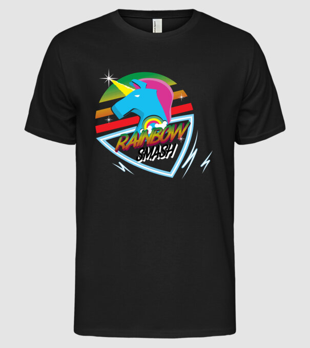 Rainbow smash model negru pe tricou