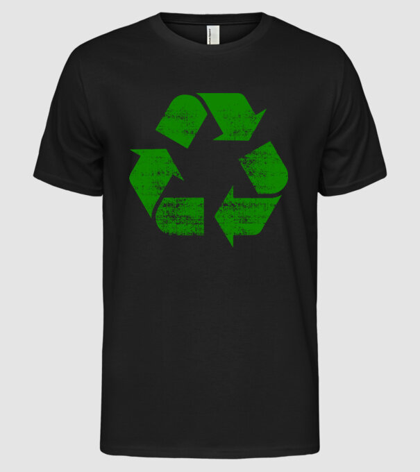 RECYCLE model negru pe tricou