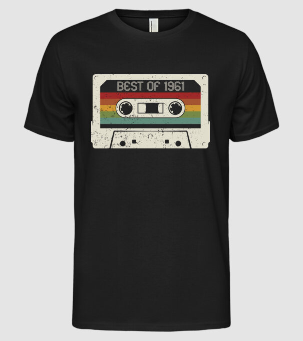 retro tape 1961 vintage model negru pe tricou