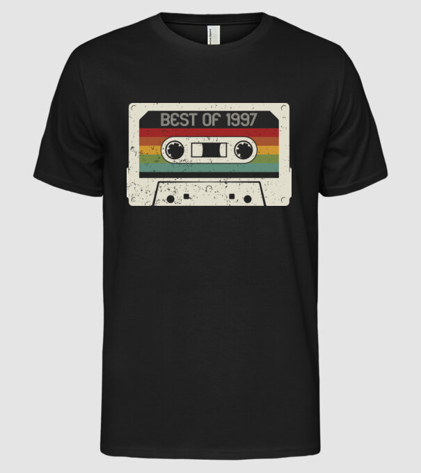 retro tape 1997 vintage model negru pe tricou