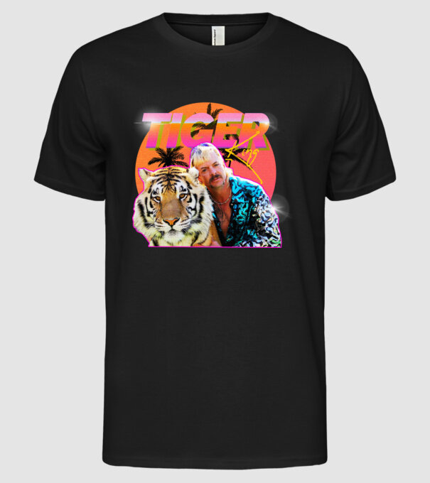 RETRO TIGER KING model negru pe tricou