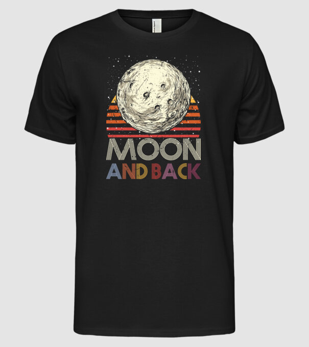 Retro vintage love you to the moon and back MOON model negru pe tricou