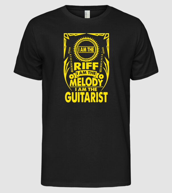 Riff Melody Guitarist model negru pe tricou
