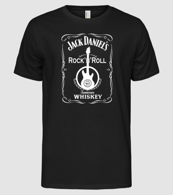 'Rock''n''Roll whiskey' model negru pe tricou