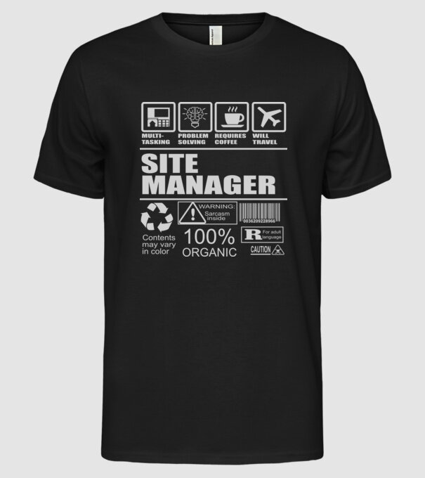 Site manager model negru pe tricou