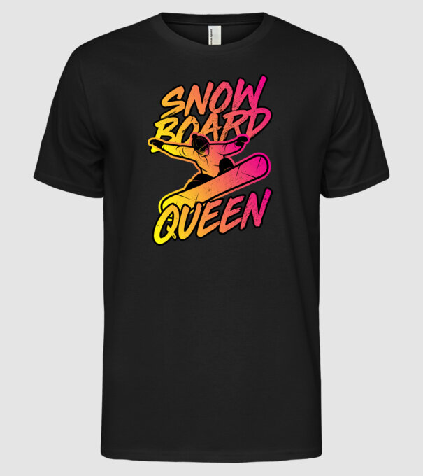 snowboard queen model negru pe tricou