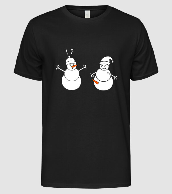 Snowman in action model negru pe tricou