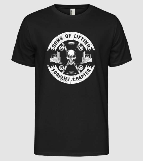 SONS OF LIFTING model negru pe tricou