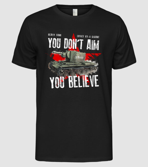 Soviet kv-II model negru pe tricou