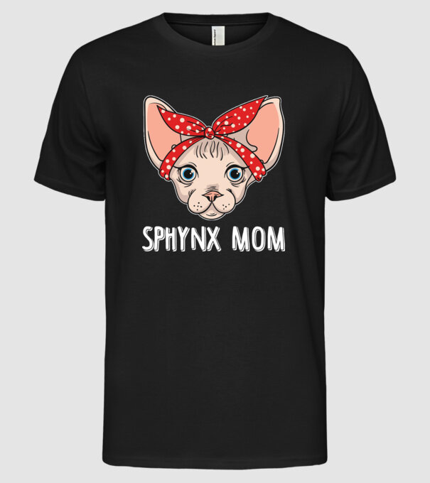 sphynx mom model negru pe tricou