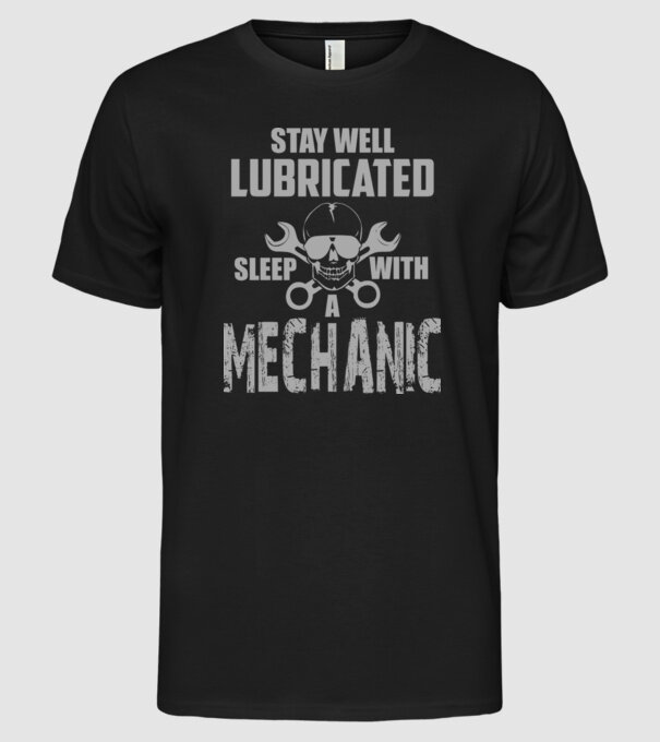 Stay well lubricated model negru pe tricou