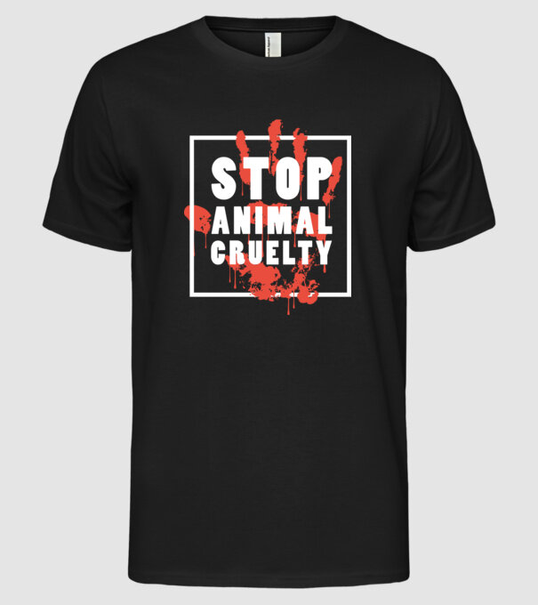 Stop animal cruelty model negru pe tricou