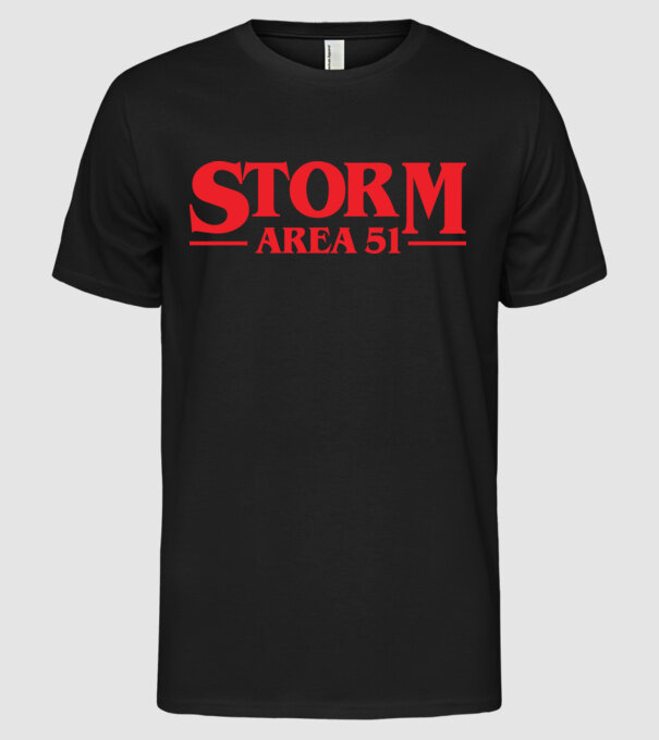 storm area 51 stranger model negru pe tricou