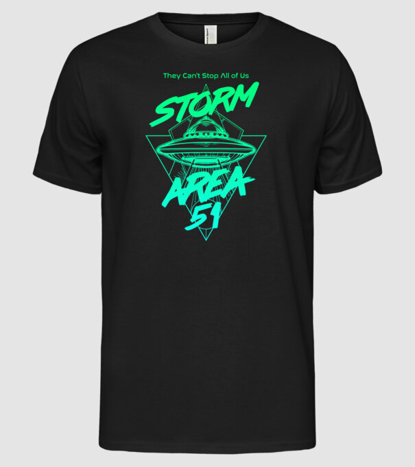 Storm area 51 ufo green model negru pe tricou