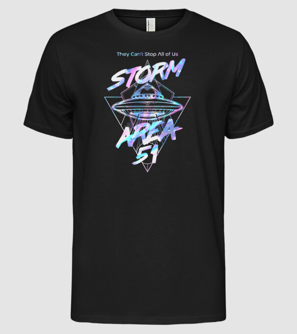 storm area 51 ufo holo model negru pe tricou
