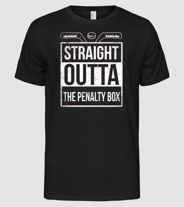 Straight outta the penalty box model negru pe tricou