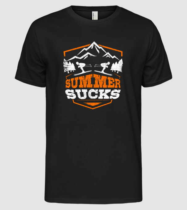Summer sucks model negru pe tricou