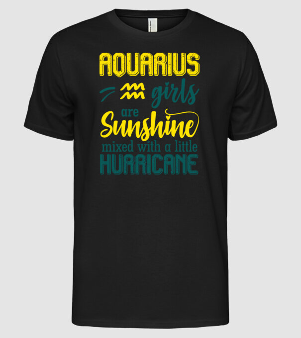Sunshine with Hurricane AQUARIUS model negru pe tricou