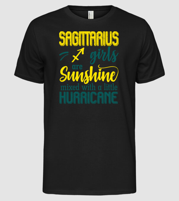 Sunshine with Hurricane SAGITTARIUS model negru pe tricou