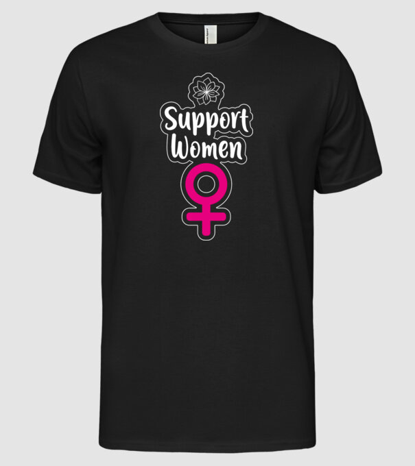 Support Women model negru pe tricou
