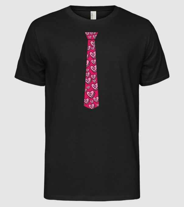 Cravată cu inimă model negru pe tricou