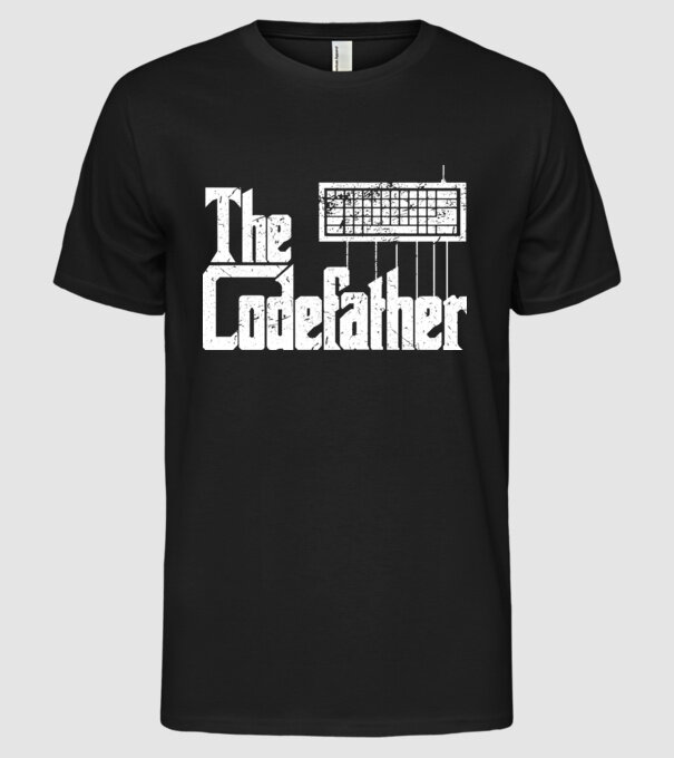 Tricou programator The Codefather model negru pe tricou