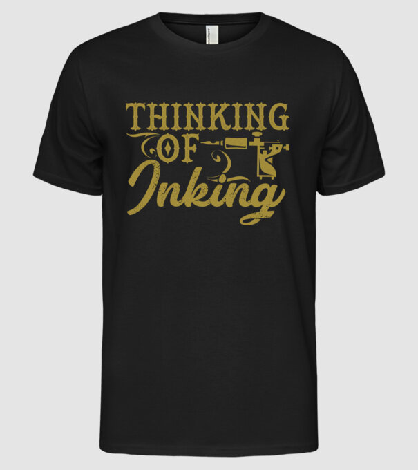 Thinking of inking model negru pe tricou