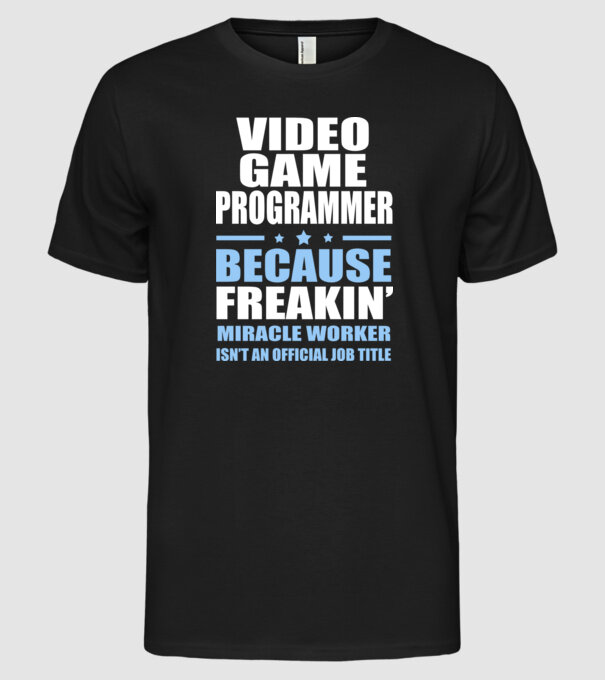Video game Programmer model negru pe tricou