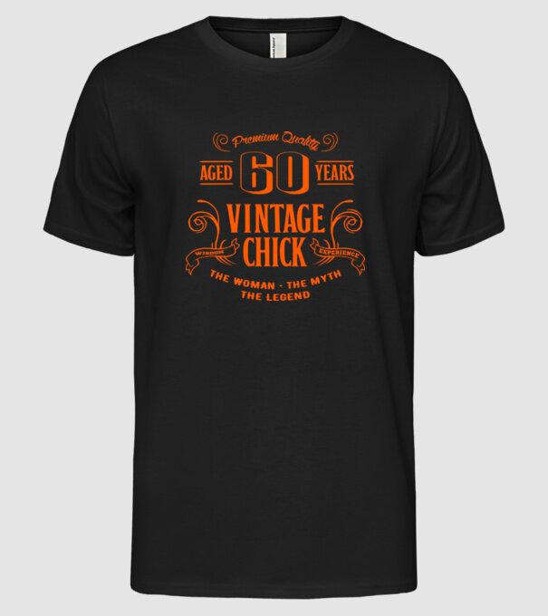 Vintage chick - 60 model negru pe tricou