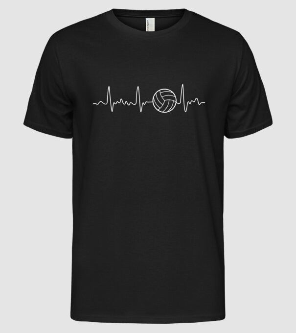 Volleyball heartbeat model negru pe tricou