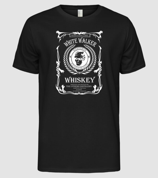 Whiskey White Walker model negru pe tricou
