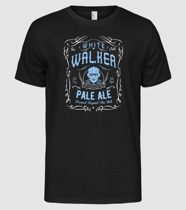 White Walker Pale Ale model negru pe tricou