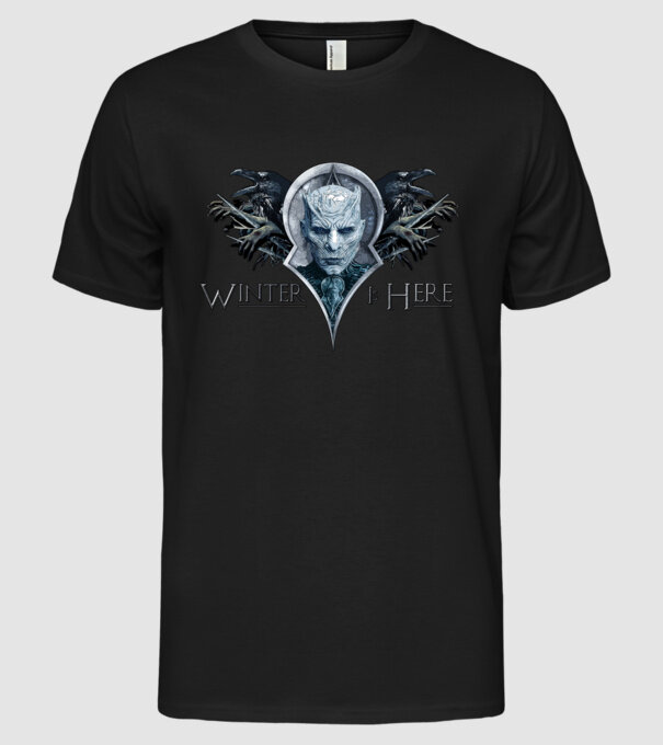 Winter is Here model negru pe tricou