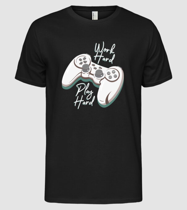 Work hard play hard model negru pe tricou