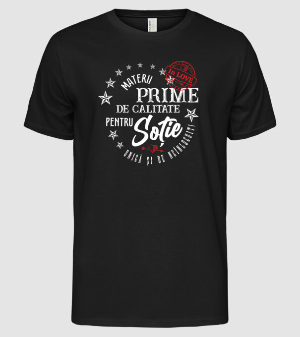 00_Materii prime de calitate pentru soție model negru pe tricou