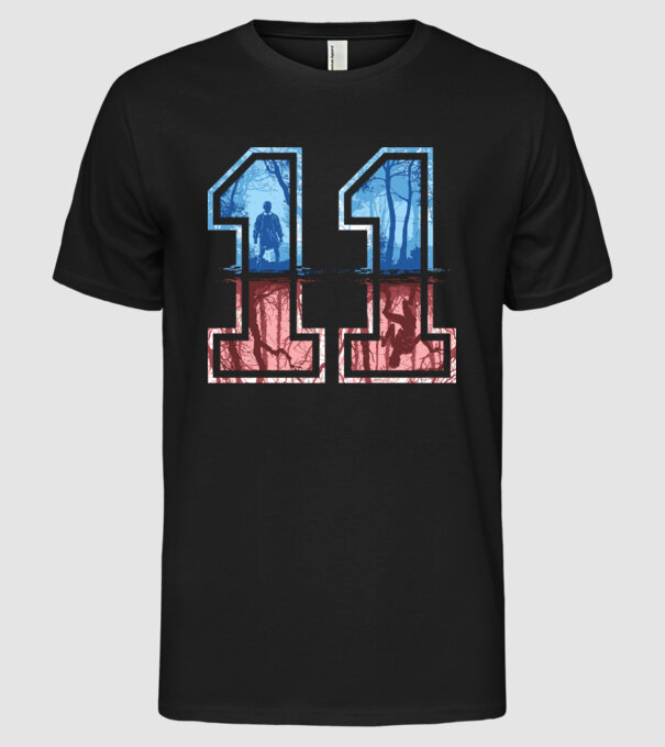 11 eleven stranger things model negru pe tricou