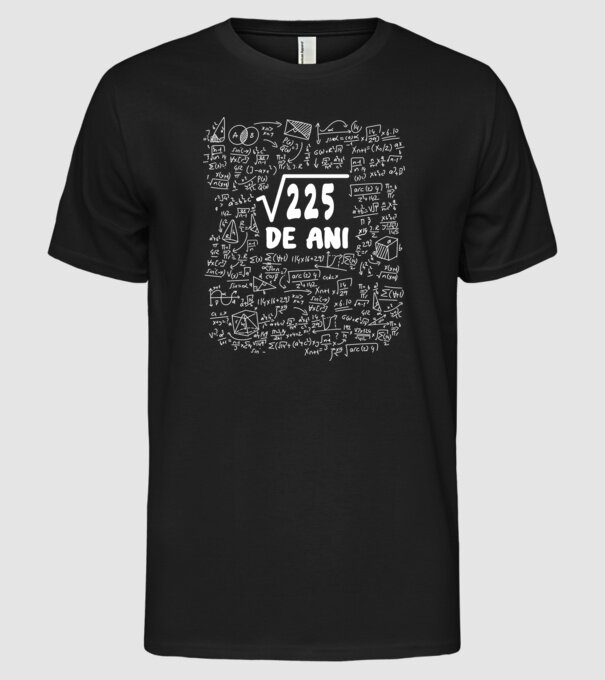√225 de ani model negru pe tricou