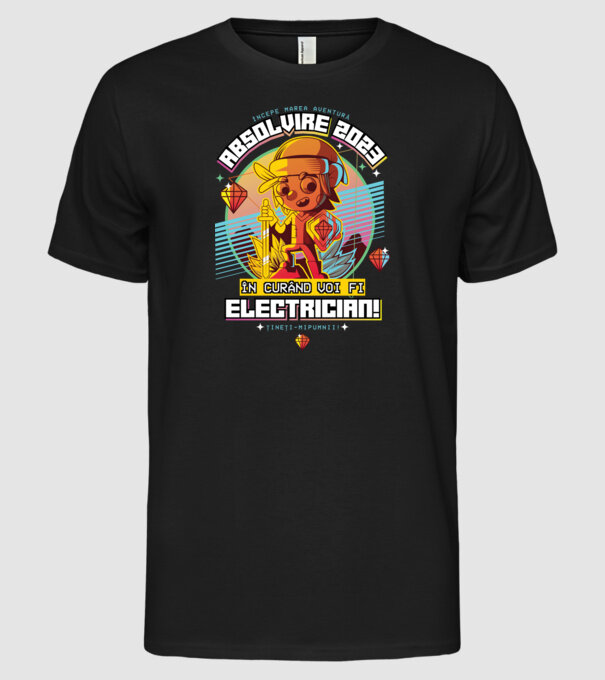 absolvire 2023 electrician model negru pe tricou