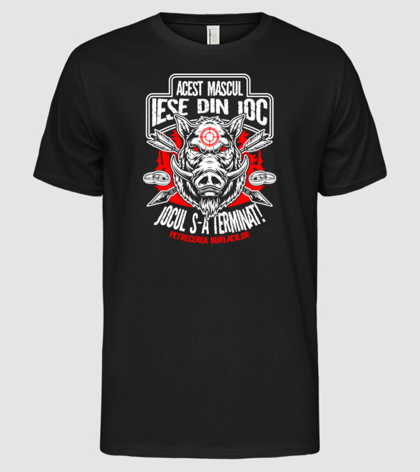 Acest mascul iese din joc - jocul s-a terminat - petrecerea burlacilor model negru pe tricou