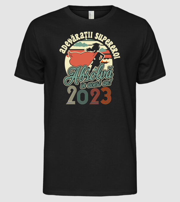 Adevărații supereroi model negru pe tricou