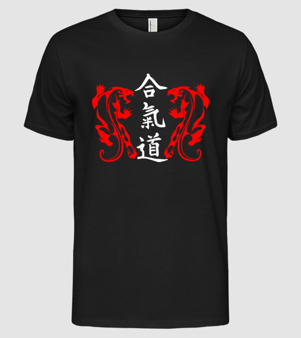 Aikido 2 model negru pe tricou